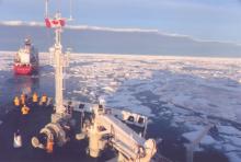 Following the icebreaker Sir Wilfrid Laurier through the Bellot Strait.
